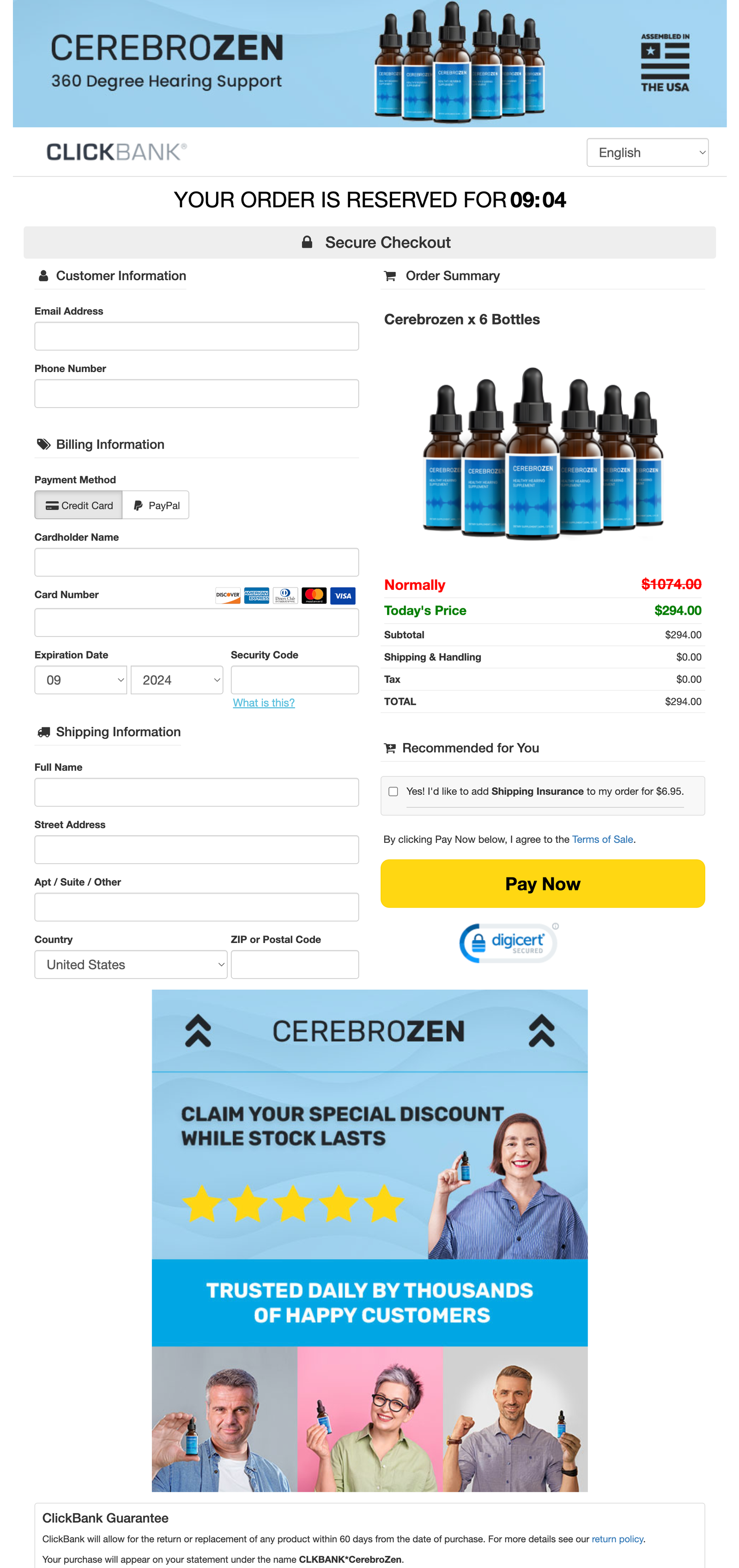 CerebroZen Official Website Secure Order Page